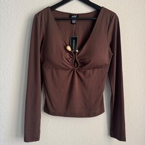Chocolate Brown Long-Sleeve Top